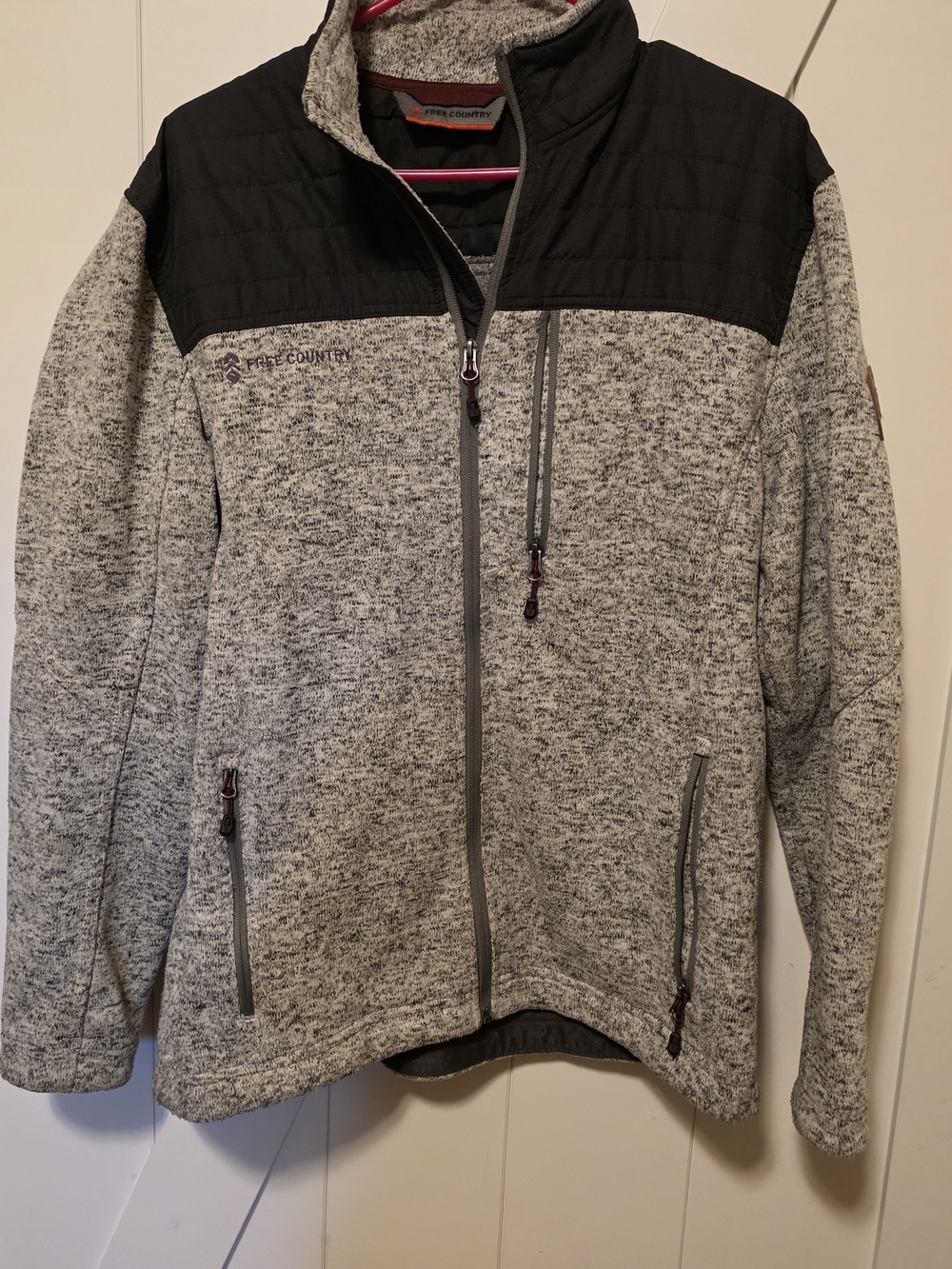 Free Country Gray and Black Full Zip Fleece Jacket Men L